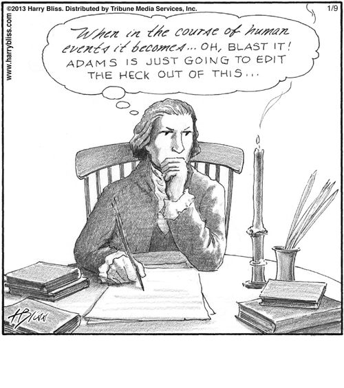"When in the course of human events it becomes... Oh, blast it! Adams is just going to edit the heck out of this..."