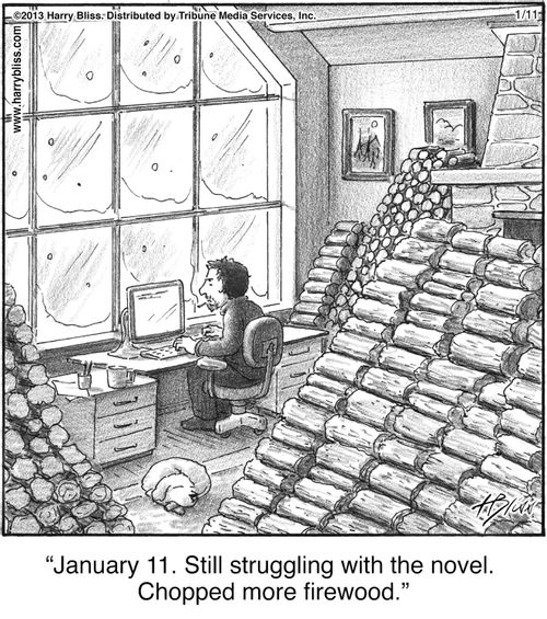 "January 11. Still struggling with the novel. Chopped more firewood."