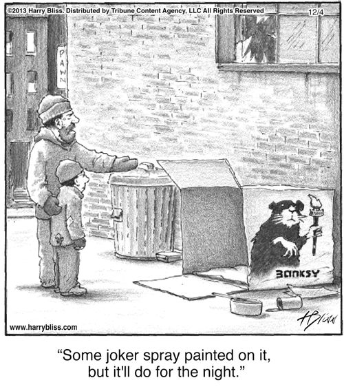 "Some joker spray painted on it, but it'll do for the night."