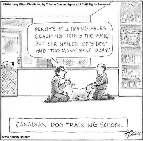 "Penny's still having issues grasping 'icing the puck,' but she nailed 'offsides' and 'too many men' today!"