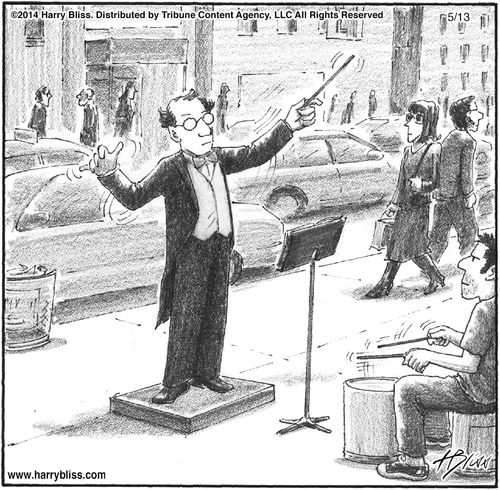 "I'm thinking impromptu Verdi in limping traffic tempo."
