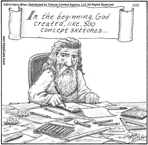 "In the beginning, God created, like, 300 concept sketches..."