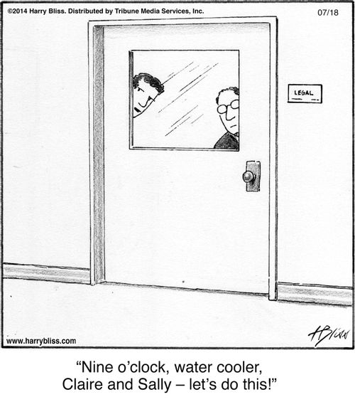 "Nine o’clock, water cooler, Claire and Sally – let’s do this!"