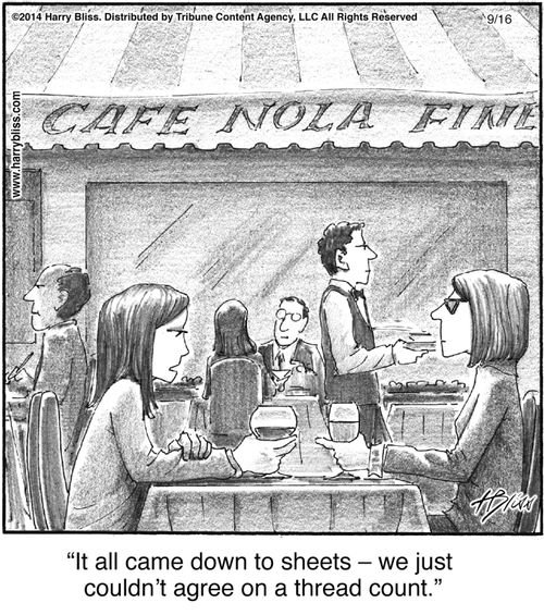 "It all came down to sheets – we just couldn’t agree on a thread count."