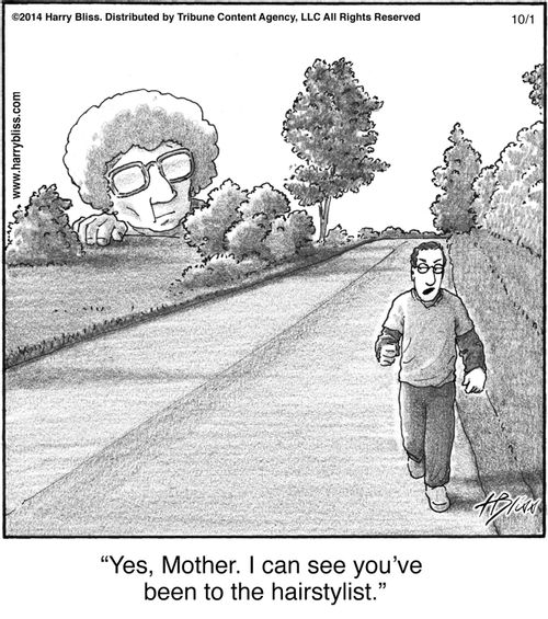 "Yes, Mother. I can see you've been to the hairstylist."