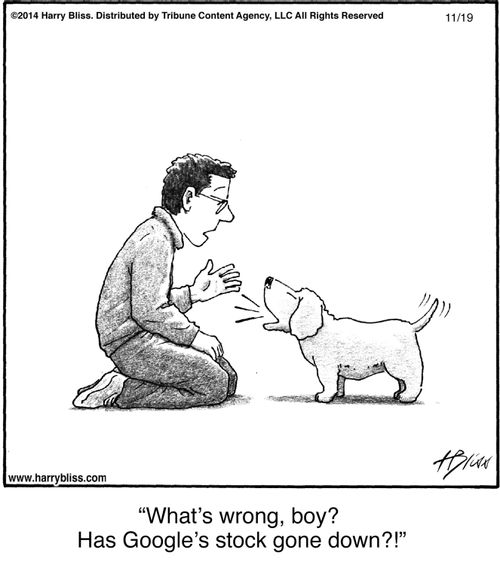 "What's wrong, boy? Has Google's stock gone down?!"