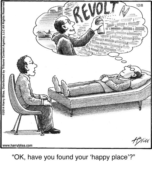 "OK, have you found your ‘happy place’?"