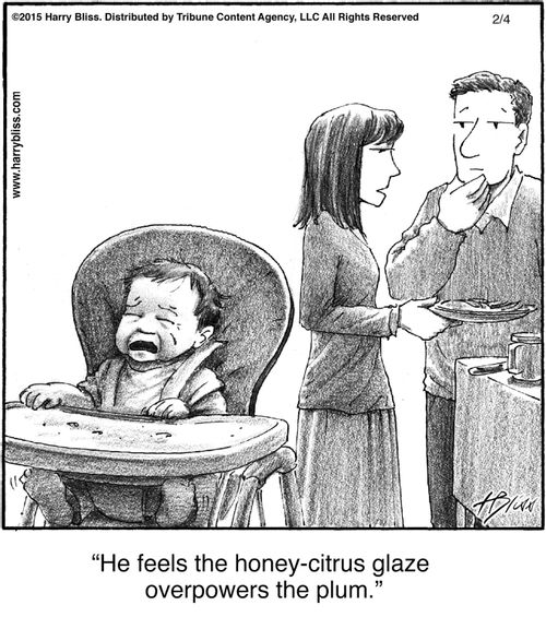 "He feels the honey-citrus glaze overpowers the plum."