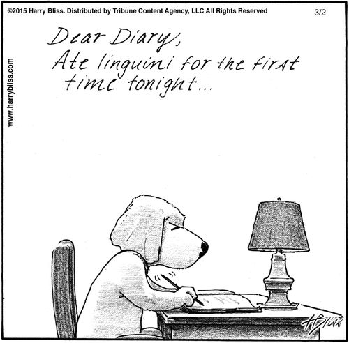 "Dear Diary, Ate linguini for the first time tonight..."