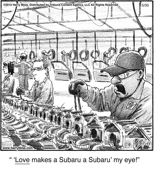 "'Love makes a Subaru a Subaru' my eye!"