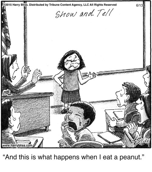 "And this is what happens when I eat a peanut."