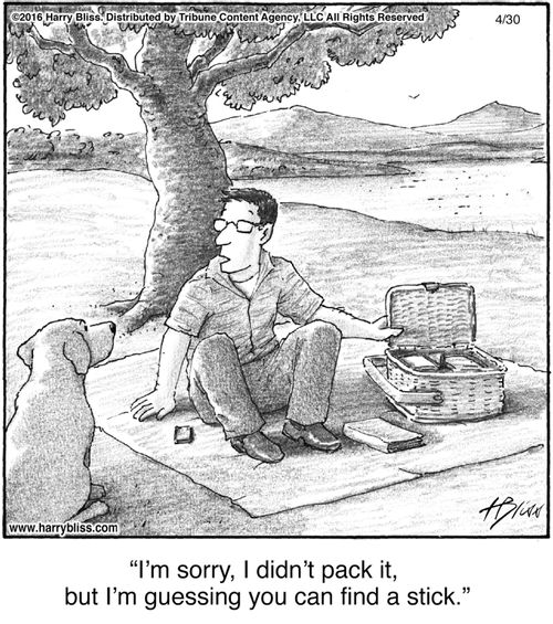 "I'm sorry, I didn't pack it, but I'm guessing you can find a stick."