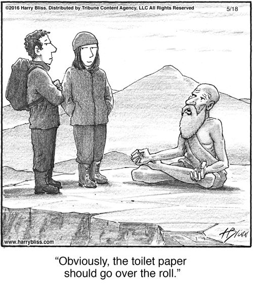 "Obviously, the toilet paper should go over the roll."