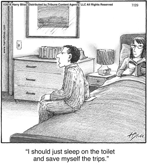 "I should just sleep on the toilet and save myself the trips."