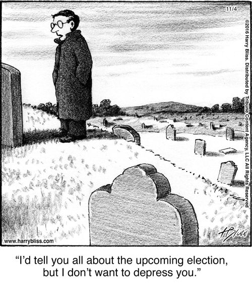 "I'd tell you all about the upcoming election, but I don't want to depress you."