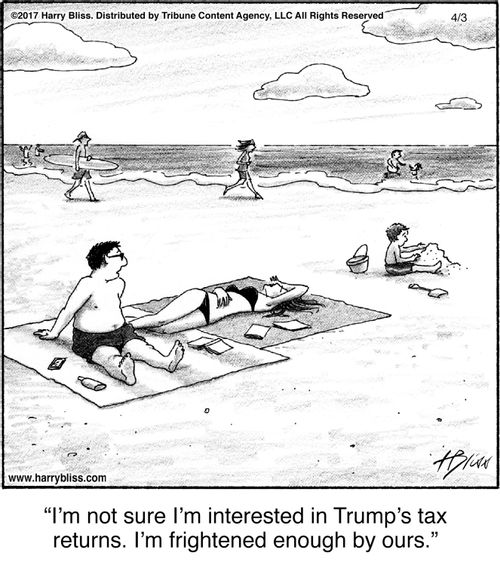 "I'm not sure I'm interested in Trump's tax returns. I'm frightened enough by ours."