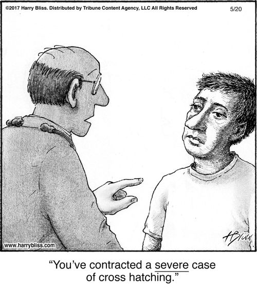 "You’ve contracted a severe case of cross hatching."