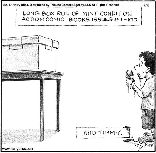 "Long box run of mint condition action comic books issues #1-100"  "And Timmy."