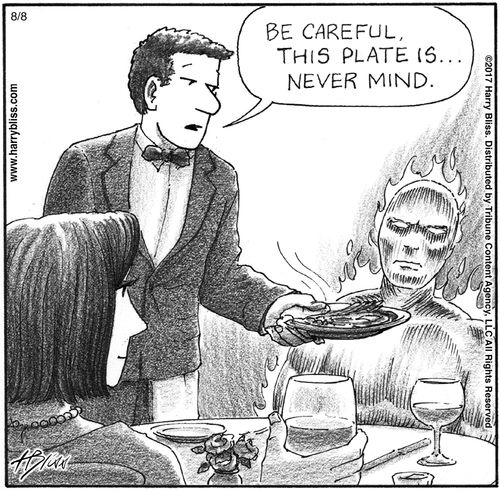 "Be careful, this plate is… never mind."