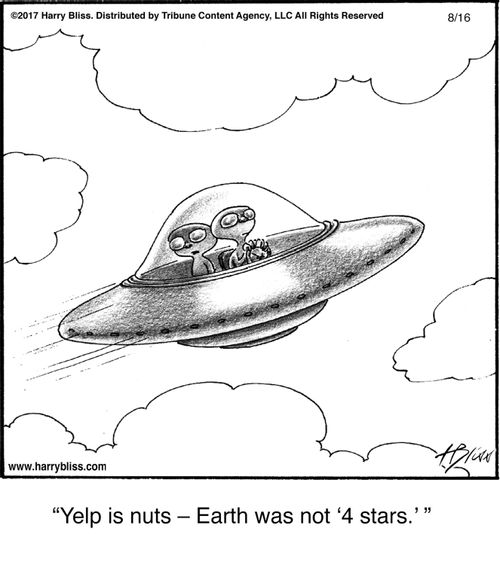 "Yelp is nuts—Earth was not '4 stars.'"