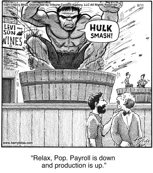 "Relax, Pop. Payroll is down and production is up."