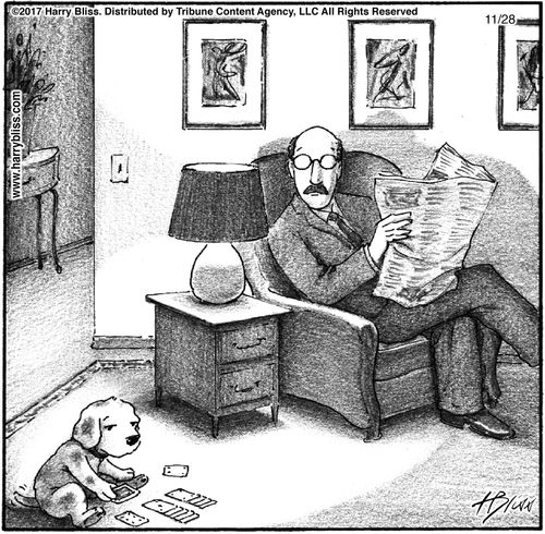 "I'm watching the dog cheat at solitaire."