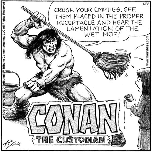 "Crush your empties, see them placed in the proper receptacle and hear the lamentation of the wet mop!"
