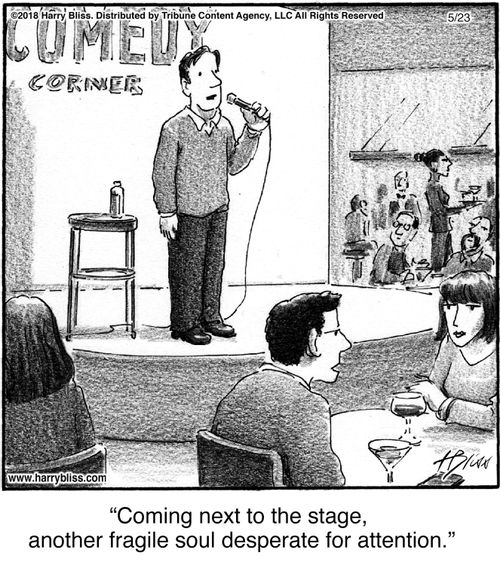 "Coming next to the stage, another fragile soul desperate for attention."