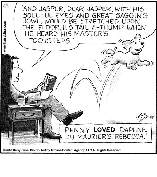 "And Jasper, dear Jasper, with his soulful eyes and great sagging jowl, would be stretched upon the floor, his tail a-thump when he heard his master's footsteps."  Penny loved Daphne Du Maurier's 'Rebecca'.