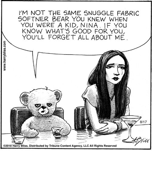 "I'm not the same Snuggle fabric softner bear you knew when you were a kid, Nina. If you know what's good for you, you'll forget all about me."