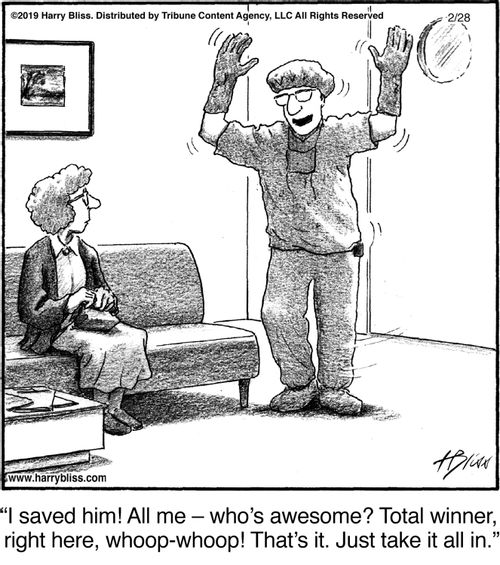 "I saved him! All me—who's awesome? Total winner, right here, whoop-whoop! That's it. Just take it all in."