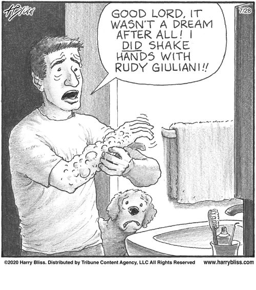 "Good Lord, it wasn't a dream after all! I did shake hands with Rudy Giuliani!!"