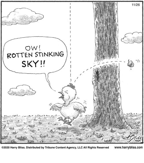 "Ow! Rotten stinking sky!!"