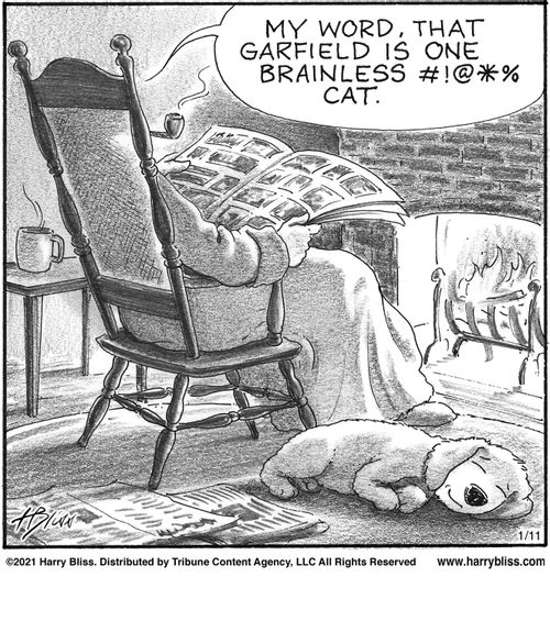 "My word, that Garfield is one brainless #!@*% cat."