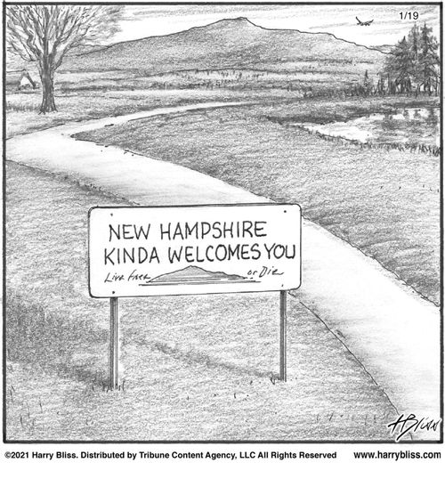 "New Hampshire kinda welcomes you. Live free or die."