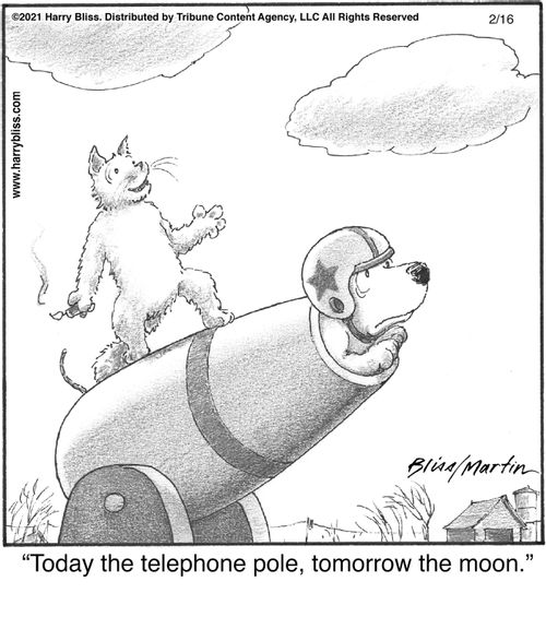 "Today the telephone pole, tomorrow the moon."