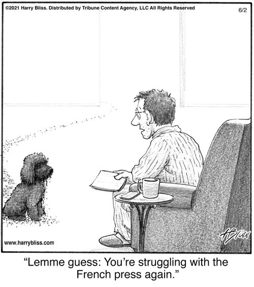 "Lemme guess: You're struggling with the French press again."
