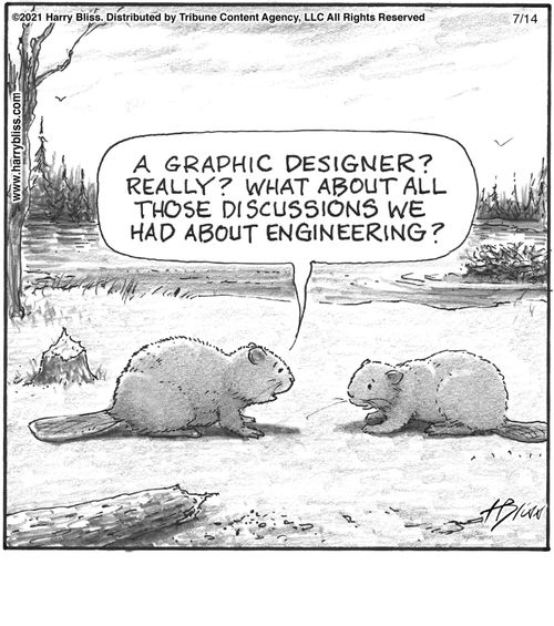 "A graphic designer? Really? What about all those discussions we had about engineering?"