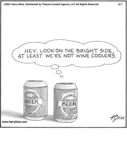 "Hey, look on the bright side, at least we're not wine coolers."