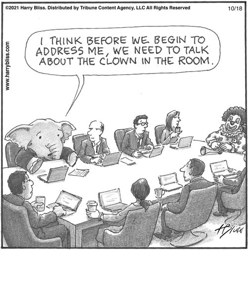 "I think before we begin to address me, we need to talk about the clown in the room."