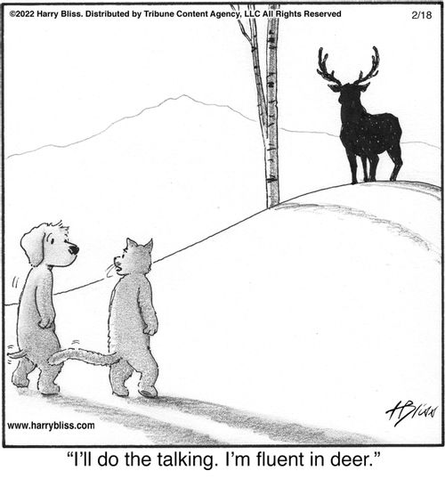 "I’ll do the talking. I’m fluent in deer."