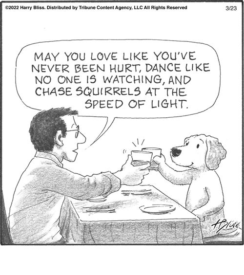 "May you love like you've never been hurt, dance like no one is watching, and chase squirrels at the speed of light."
