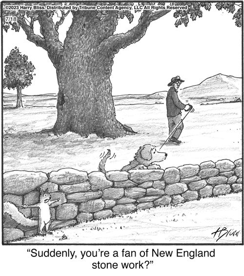 "Suddenly, you’re a fan of New England stone work?"