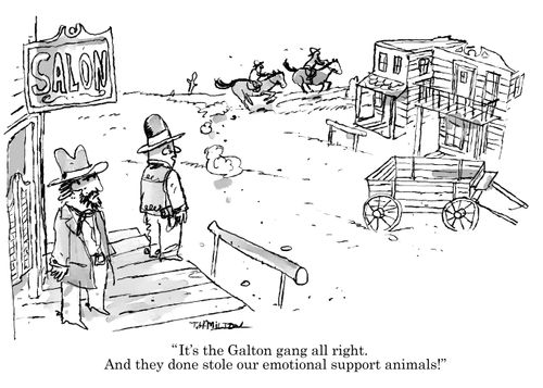 "It's the Galton gang all right. And they done stole our emotional support animals!"
