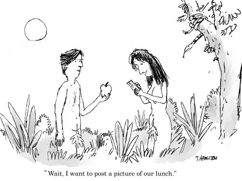 "Wait, I want to post a picture of our lunch."