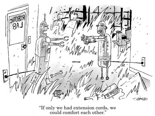 "If only we had extension cords, we could comfort each other."