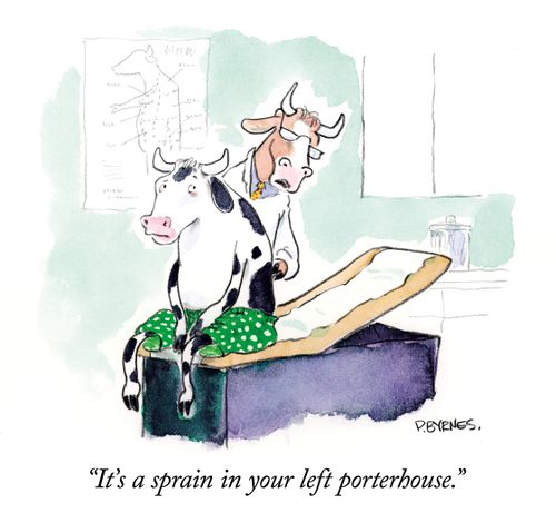"It's a sprain in your left porterhouse."