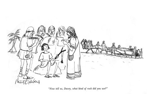 "Now tell us, Davey, what kind of rock did you use?"