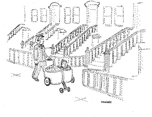 A postwoman delivers mail together with her baby who is riding in the letter carrier. 