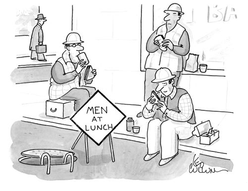 Men at lunch.